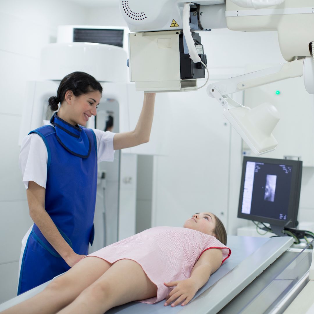 A female radiologist with a patient.